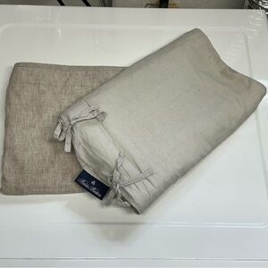 Brooks Brothers Gray Linen-Cotton DUVET Pillow Sham SET with Bow Ties!
